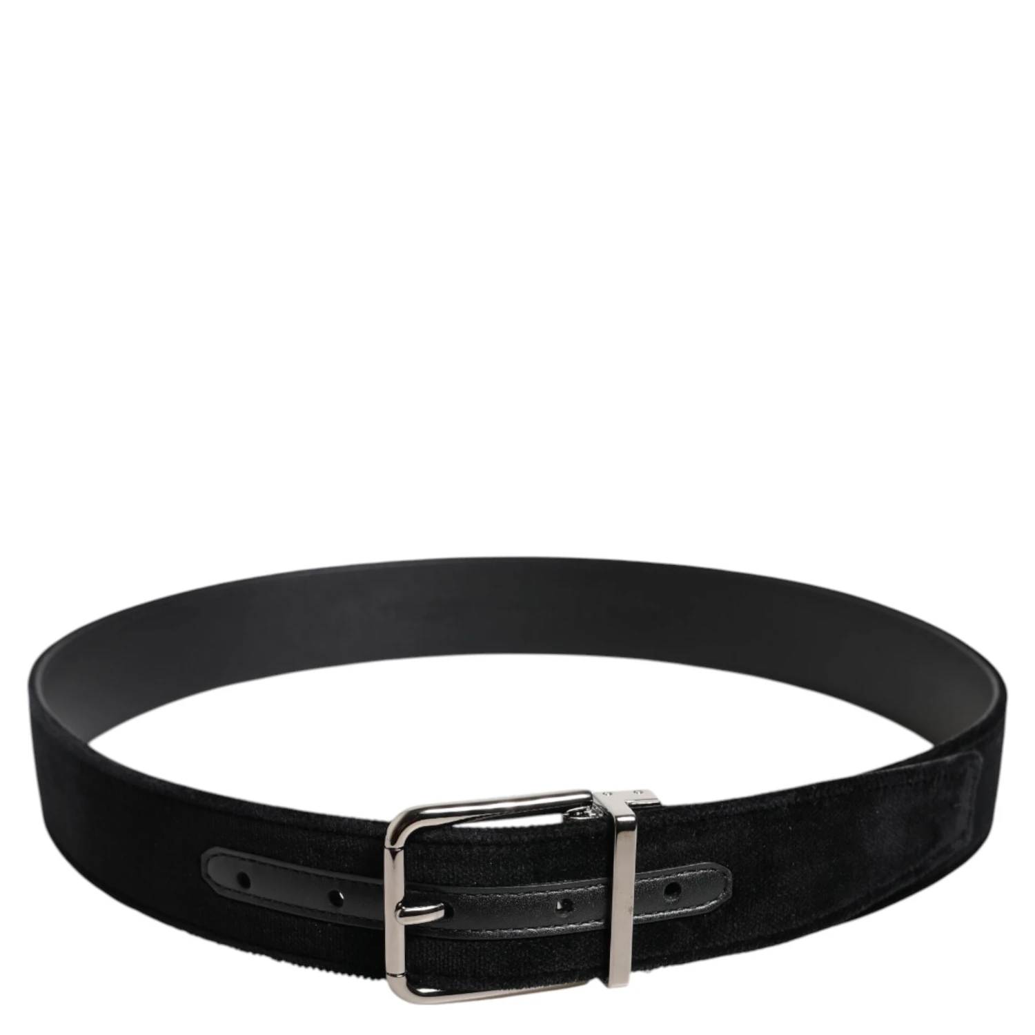 Black Cotton Silver Metal Buckle Belt