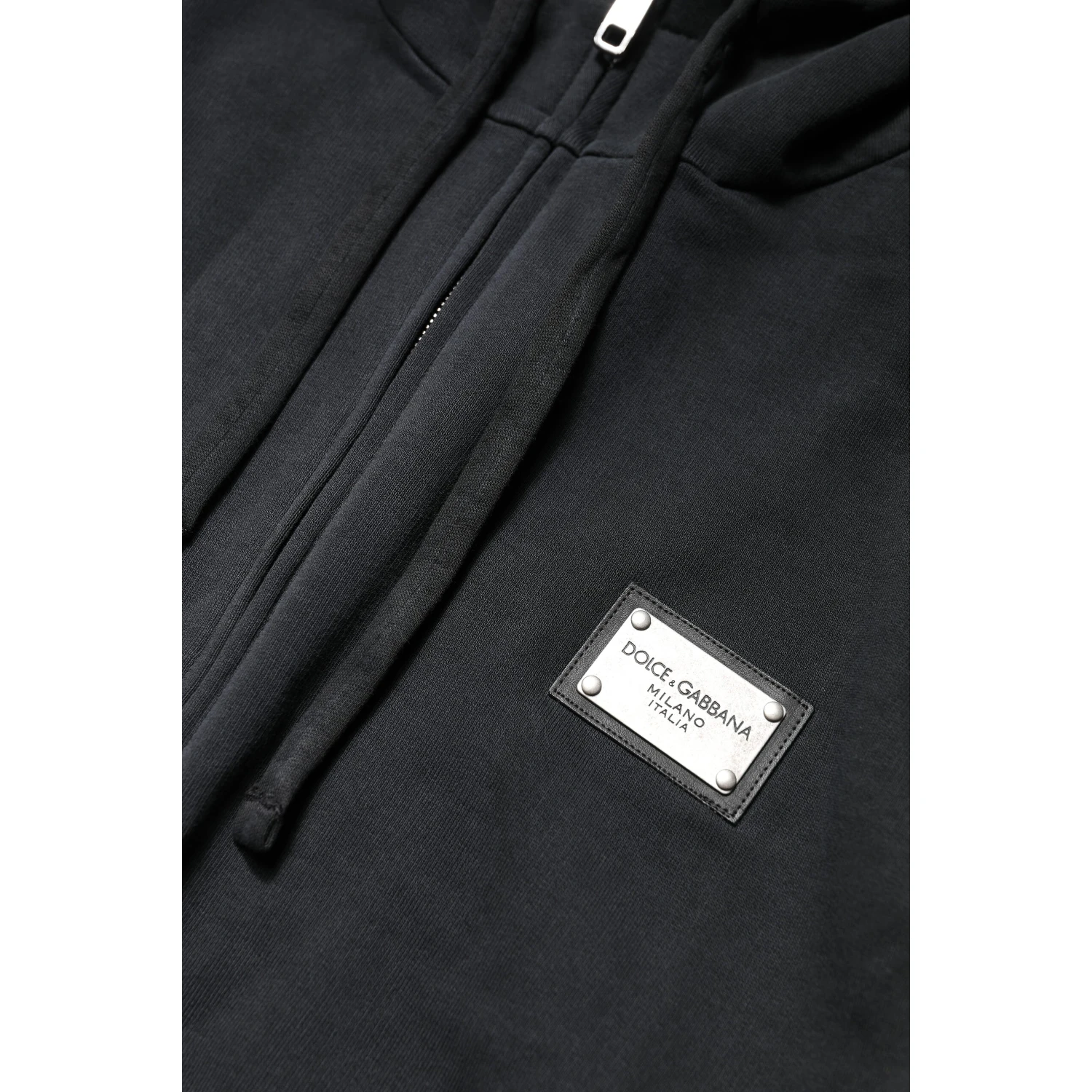 Black Logo Full Zip Hooded Men Sweatshirt Sweater