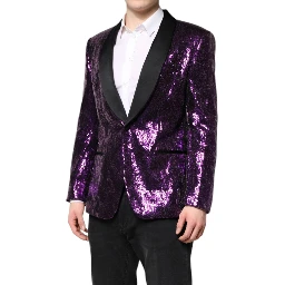 Purple SICILIA Sequin Embellish Coat Jacket