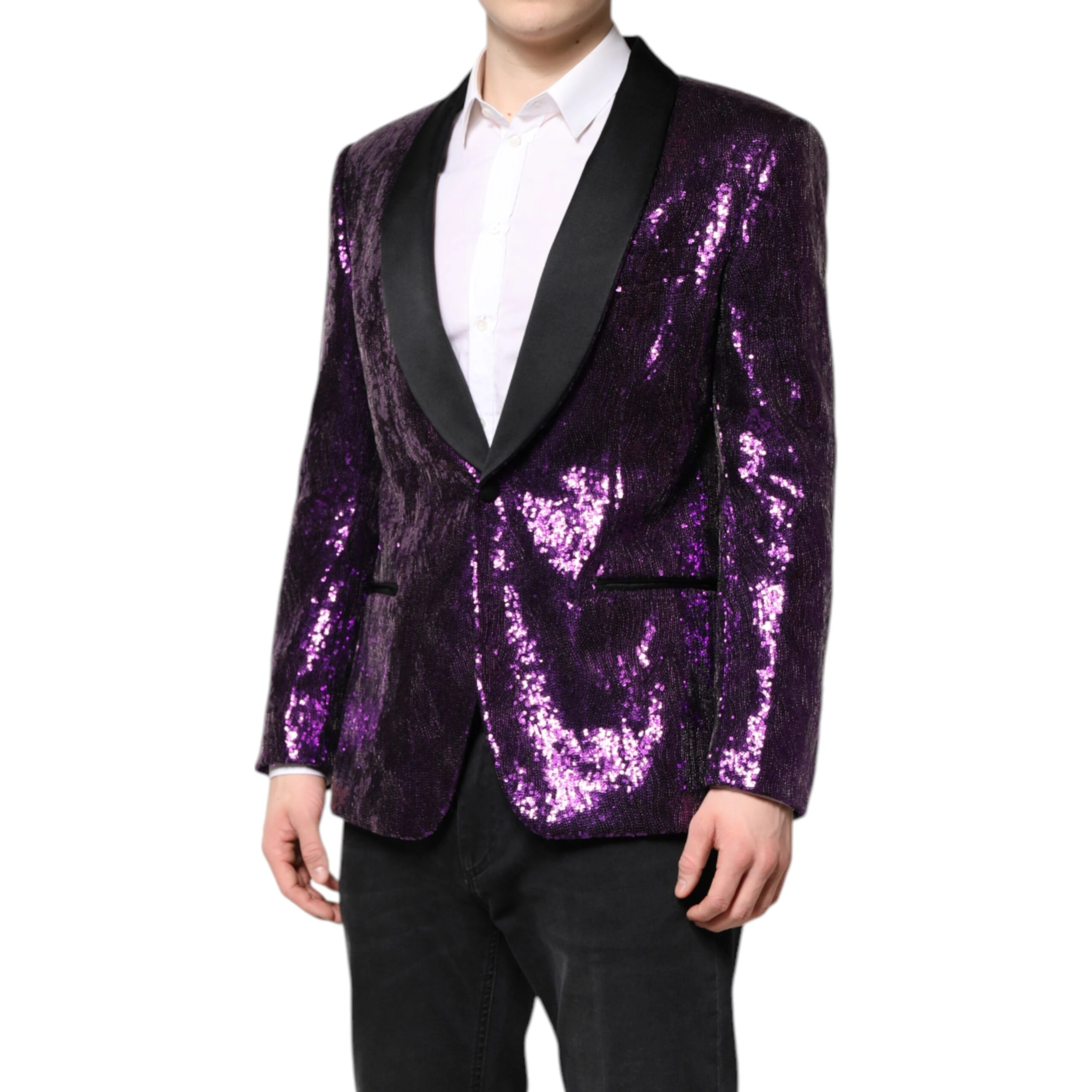 Purple SICILIA Sequin Embellish Coat Jacket