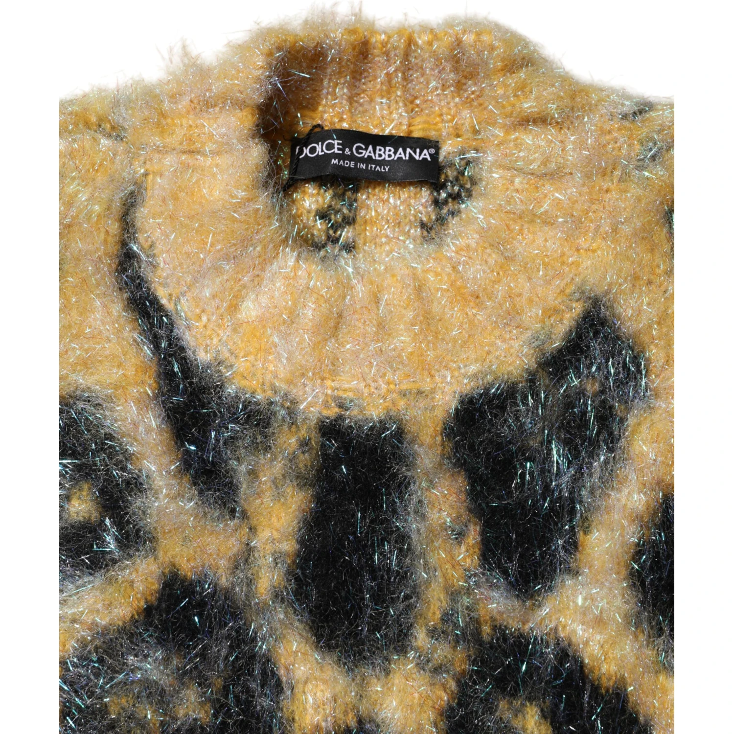 Multicolor Leopard Mohair Crew Neck Sweater