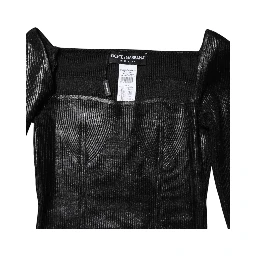 Black Viscose Long Sleeves Fitted Blouse Top