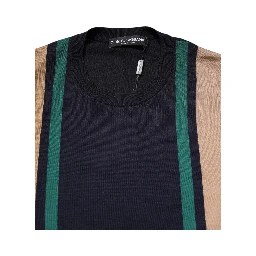 Multicolor Stripes Crew Neck Pullover Sweater