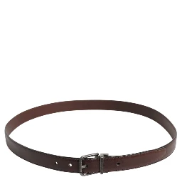Brown Classic Calf Leather Metal Buckle Belt