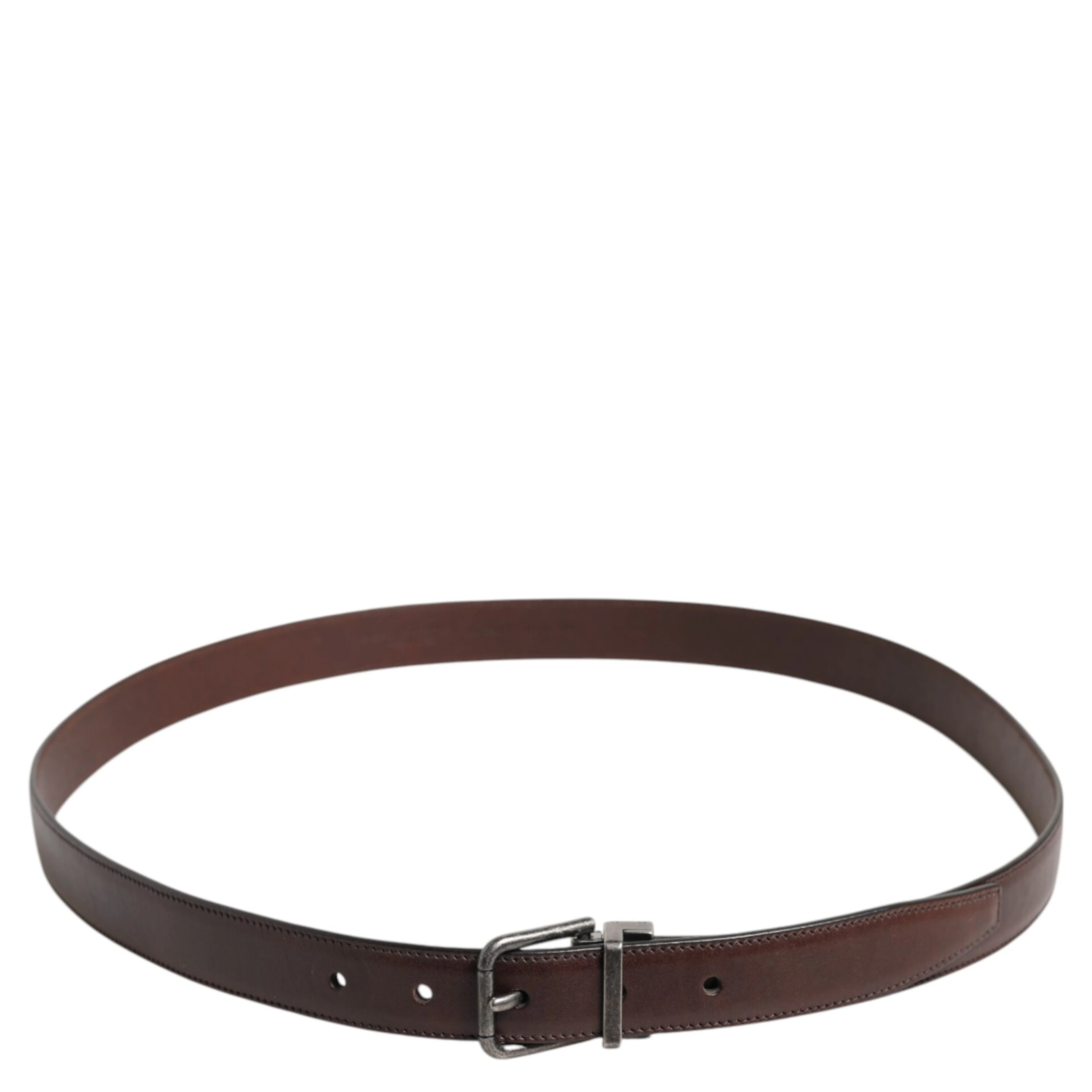 Brown Classic Calf Leather Metal Buckle Belt