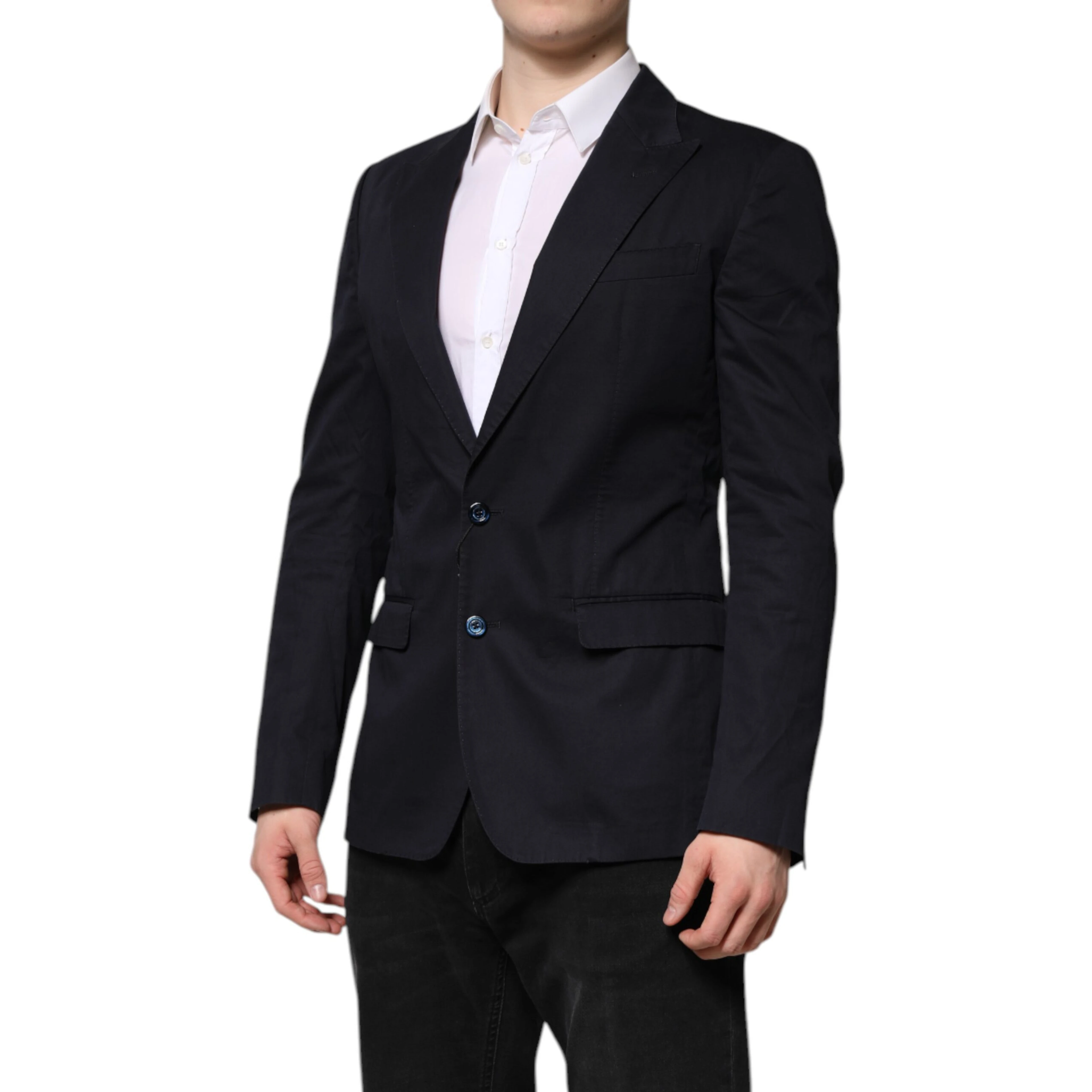Dark Blue TAORMINA Cotton Blazer Suit Jacket