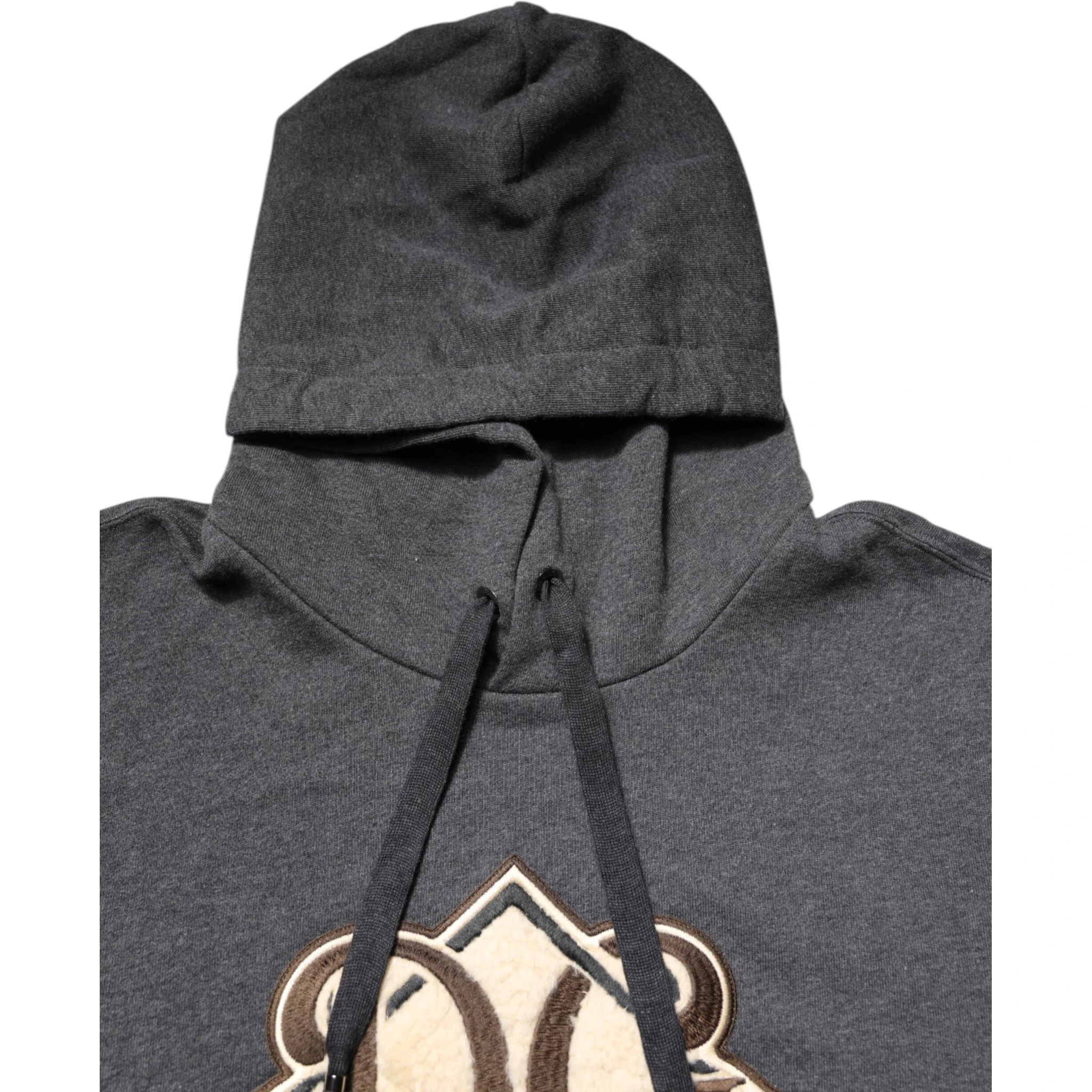 Gray Logo Patch Hooded Sweatshirt Sweater