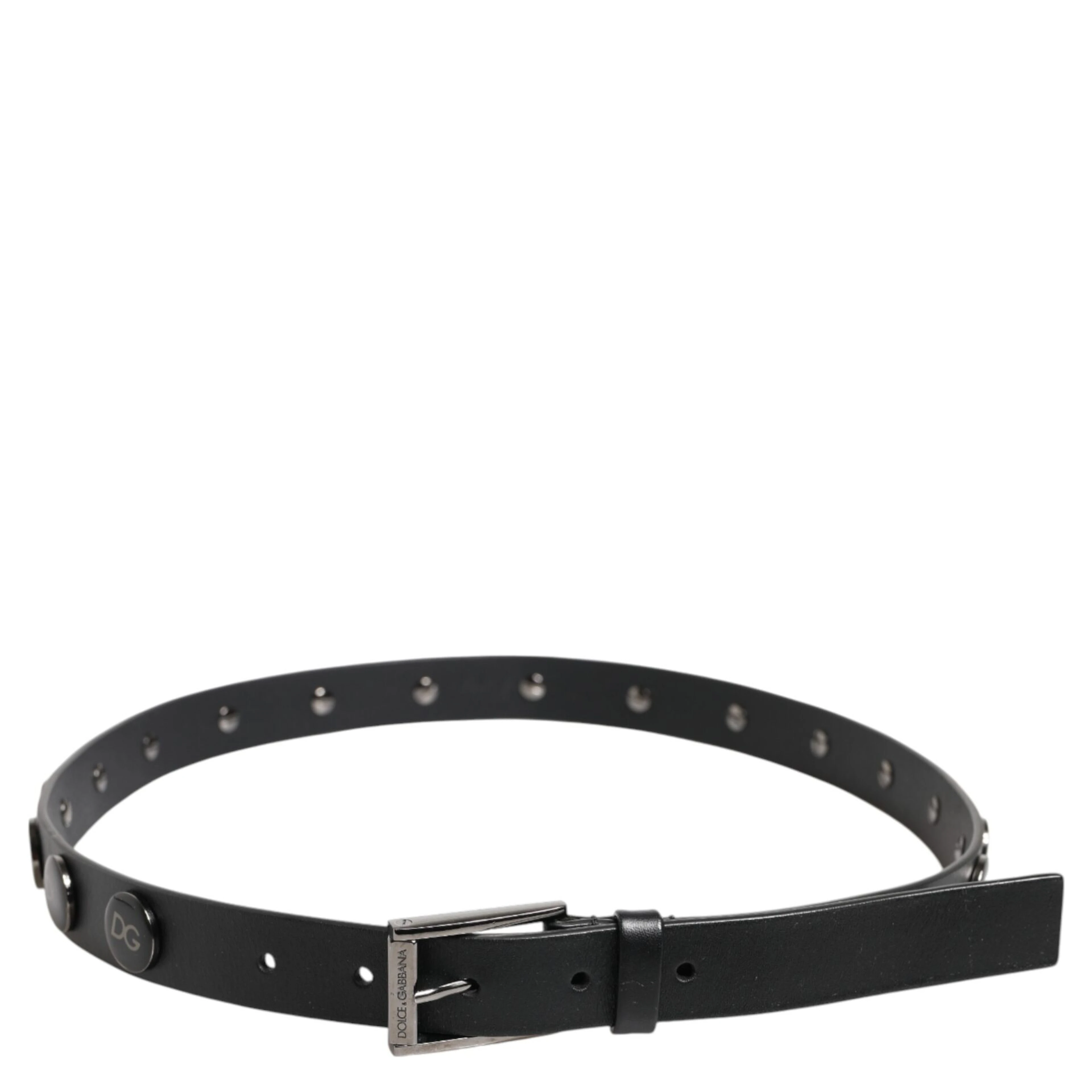 Black Luxury Leather DG Studs Buckle Belt