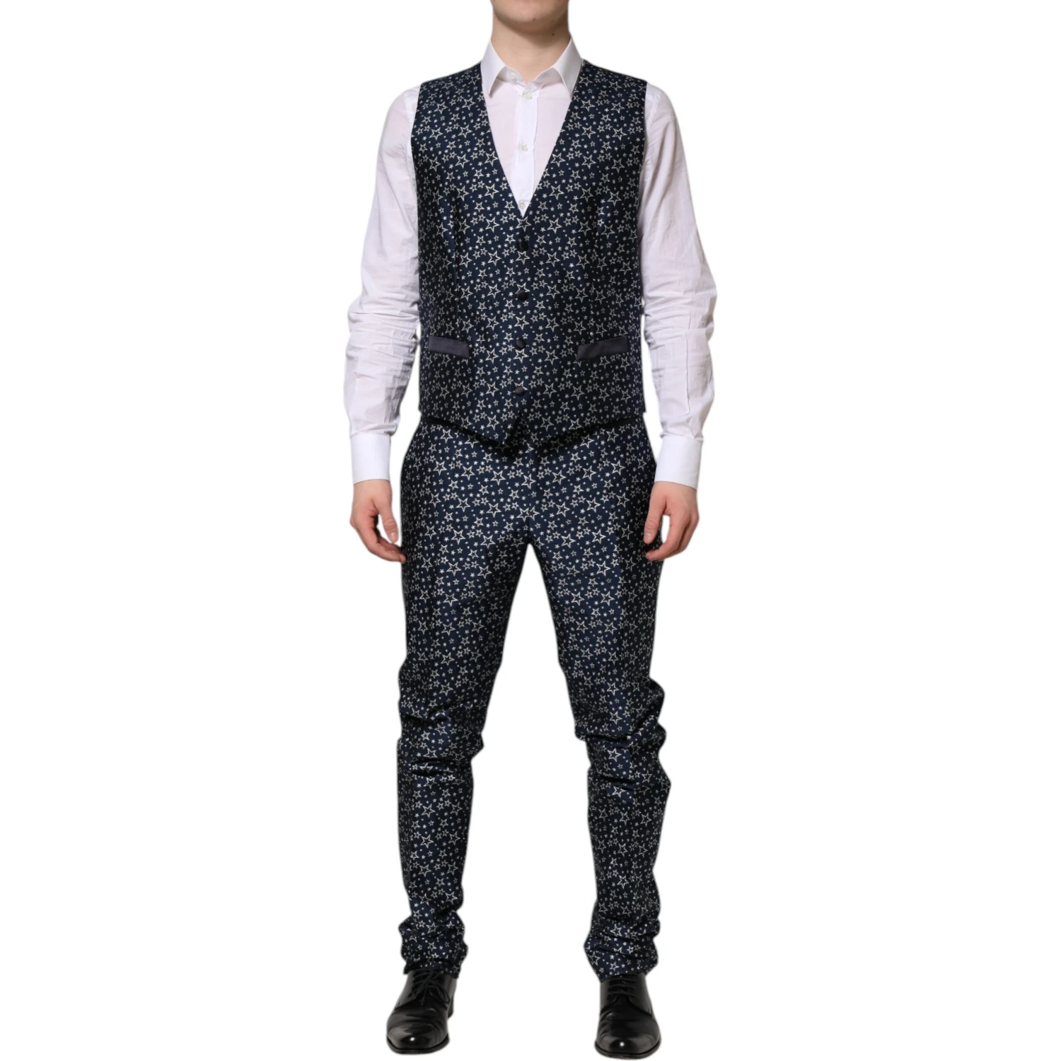 Blue MARTINI Star Jacquard 3 Piece Suit