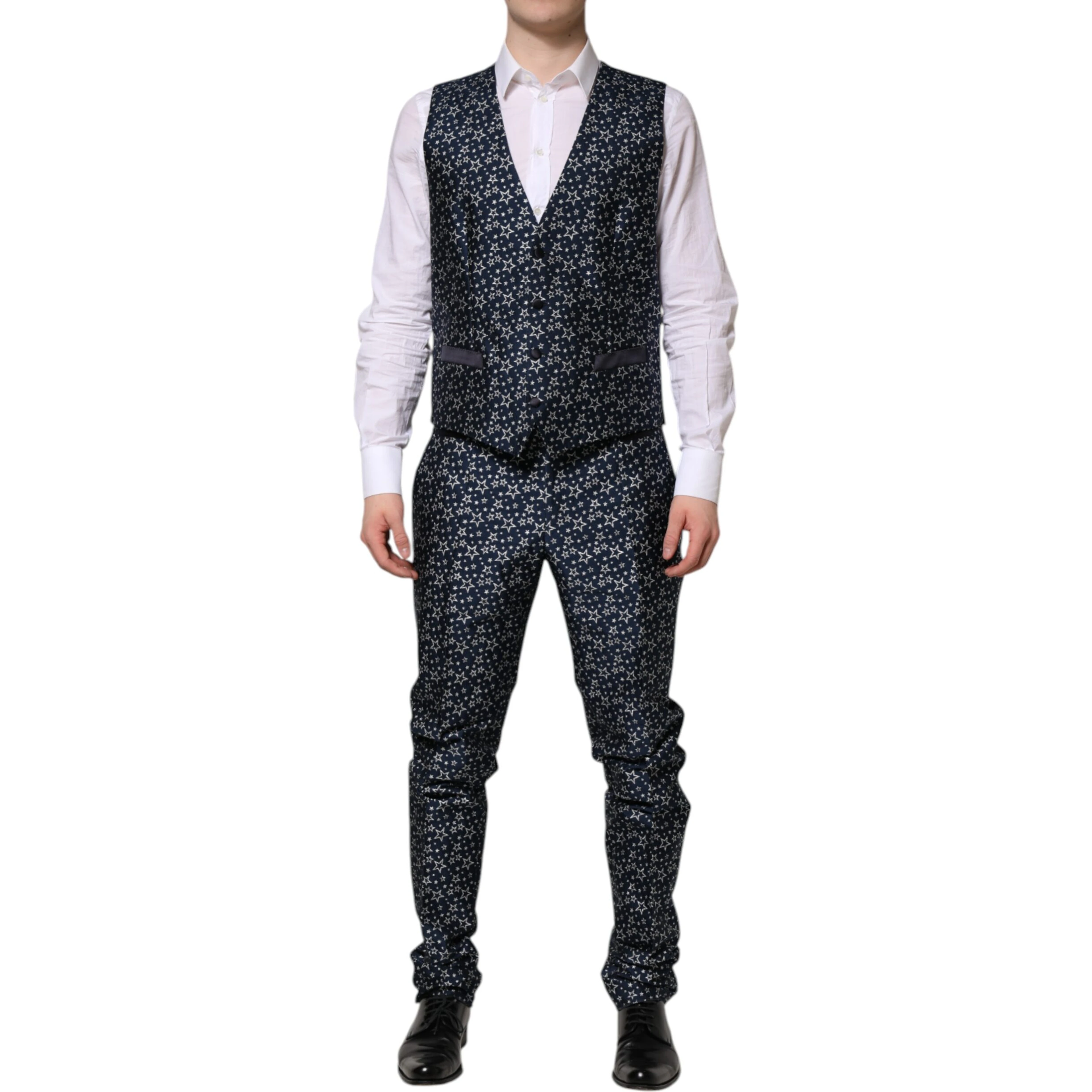 Blue MARTINI Star Jacquard 3 Piece Suit