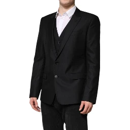 Black Single Breasted Suit 2 Piece Jacket