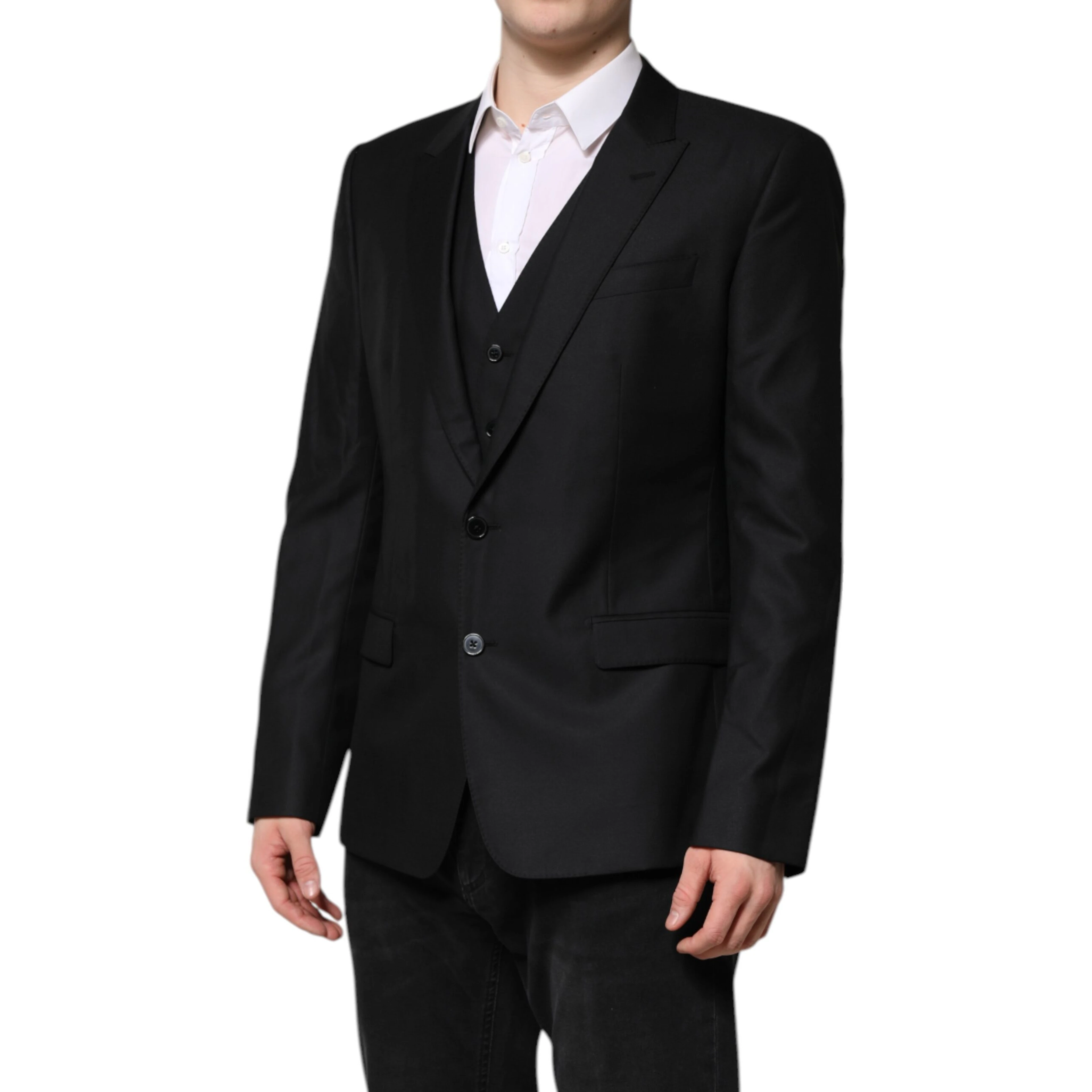 Black Single Breasted Suit 2 Piece Jacket