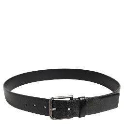 Black Classic Leather Metal Buckle Belt