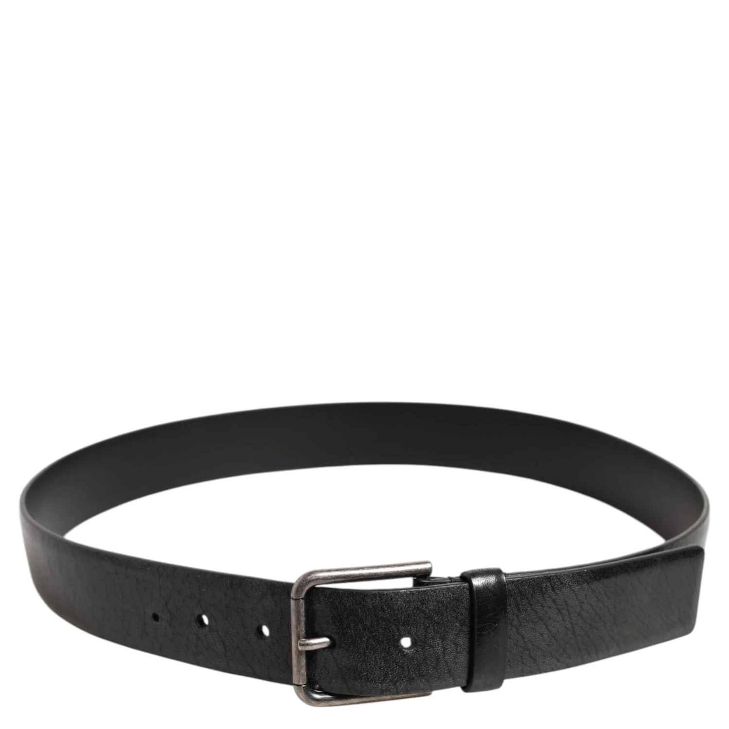 Black Classic Leather Metal Buckle Belt