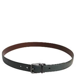 Green Classic Leather Metal Buckle Belt