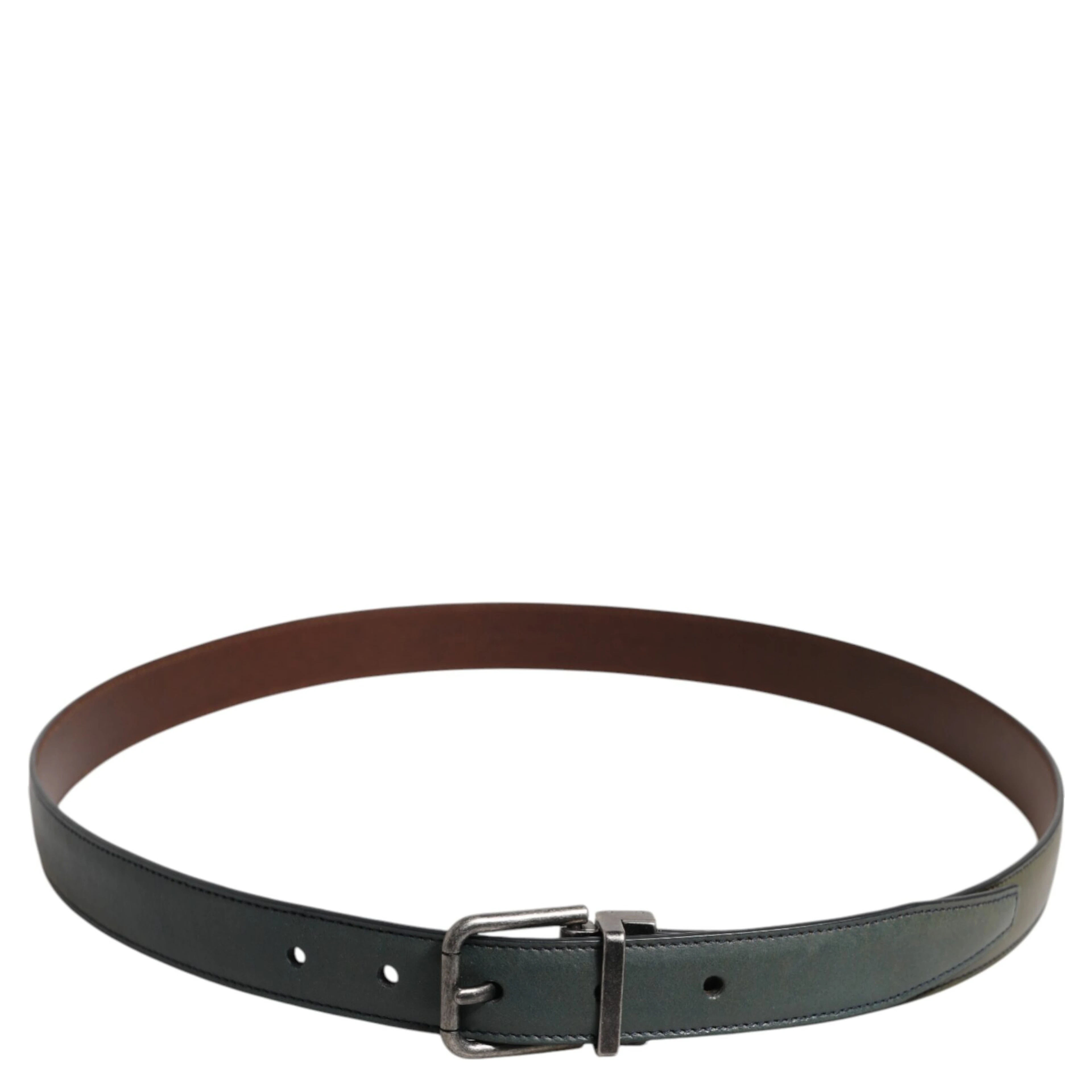 Green Classic Leather Metal Buckle Belt