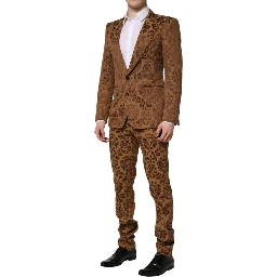 Brown Floral Jacquard SICILIA 2 Piece Suit