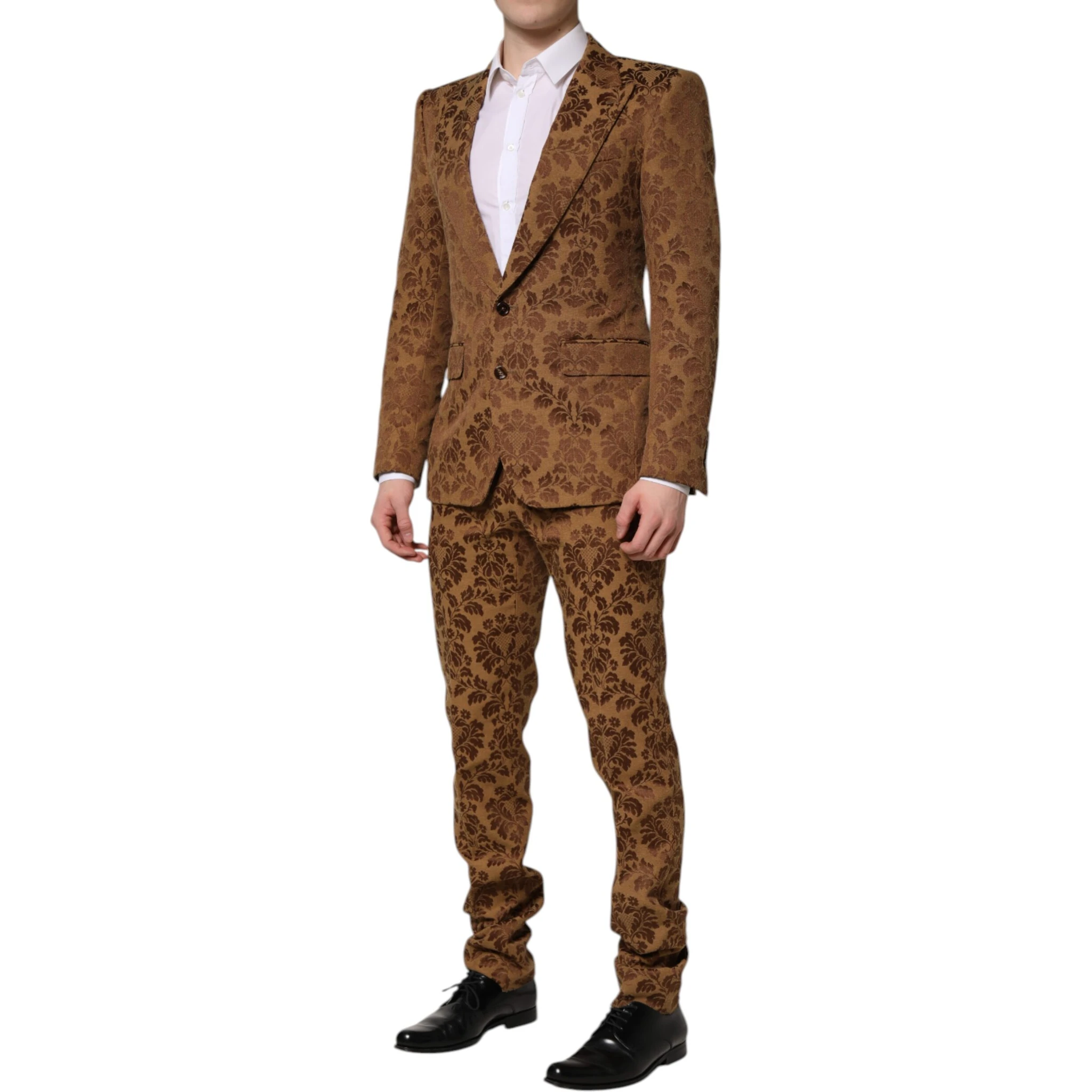 Brown Floral Jacquard SICILIA 2 Piece Suit