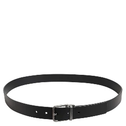 Black Classic Leather Metal Buckle Belt