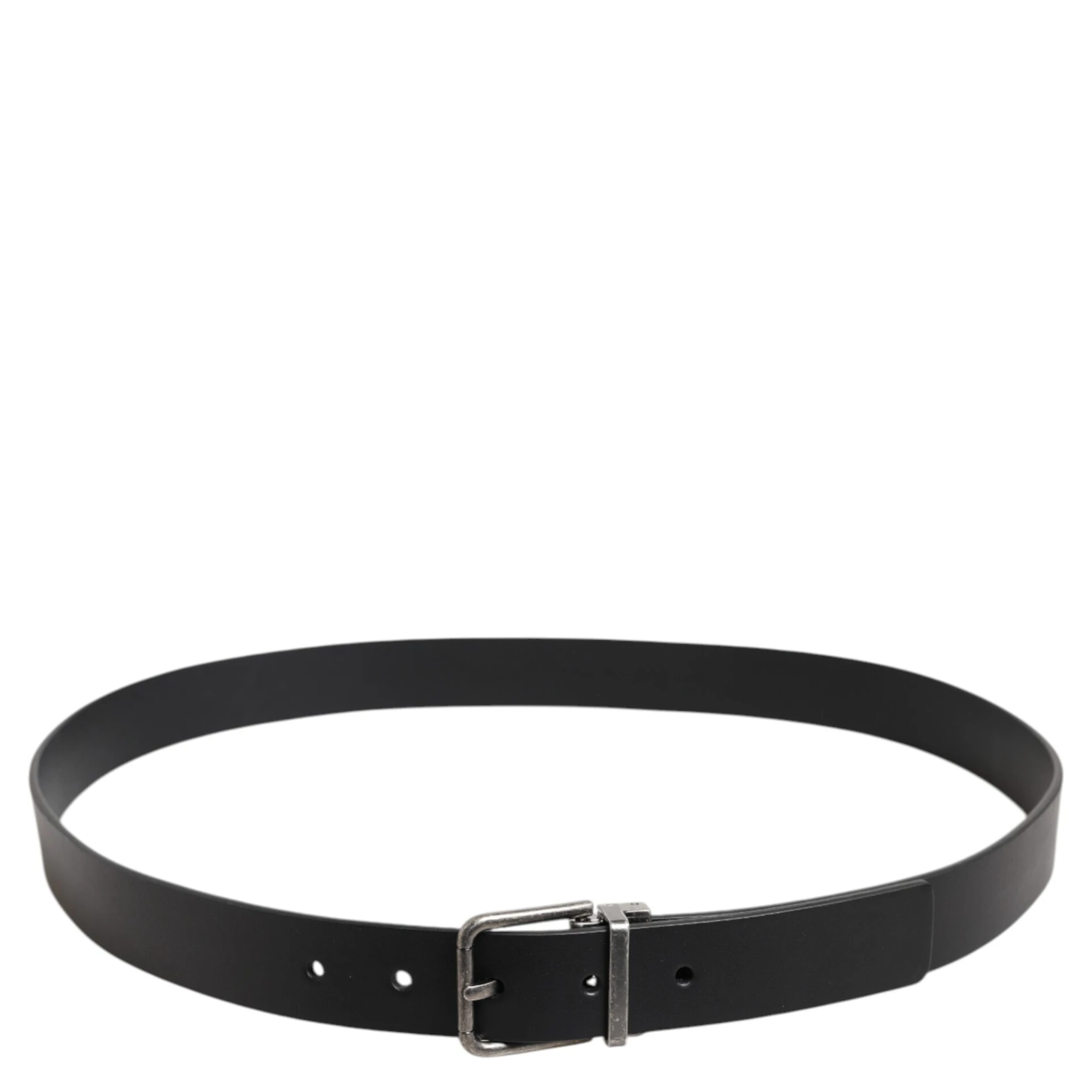 Black Classic Leather Metal Buckle Belt