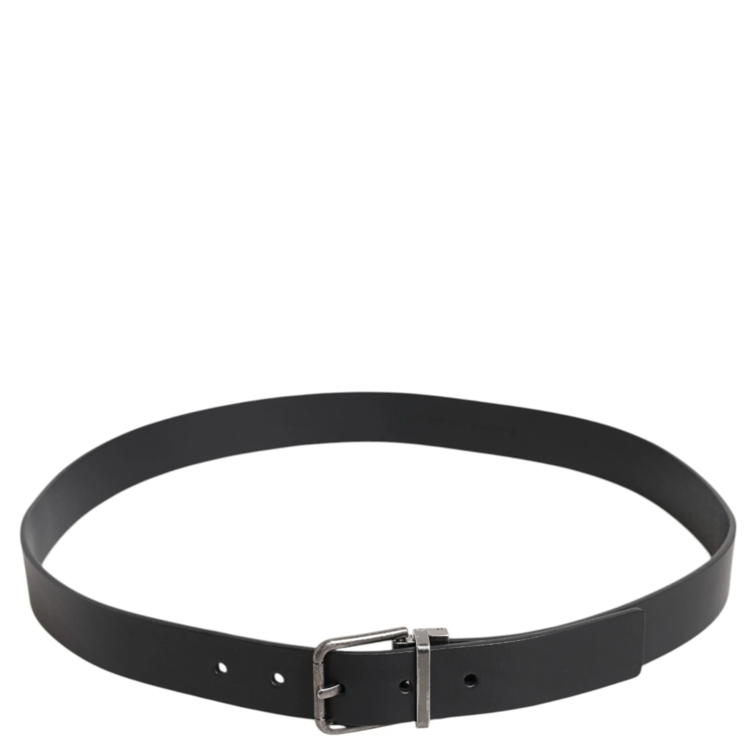 Black Classic Leather Metal Buckle Belt