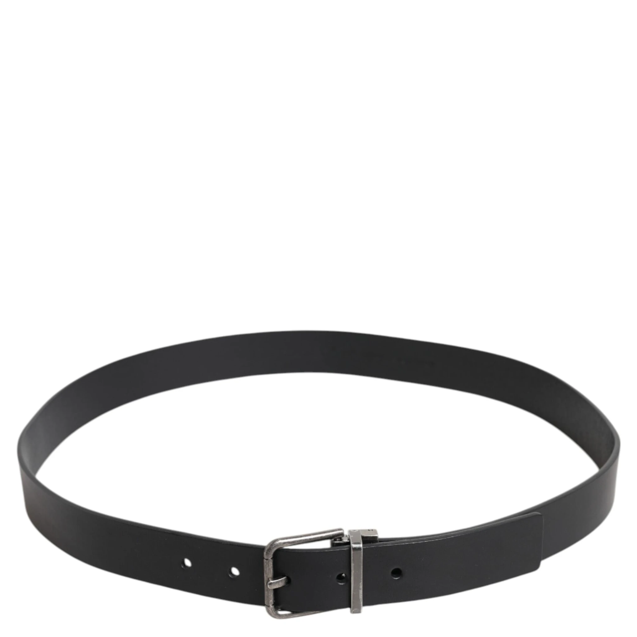 Black Classic Leather Metal Buckle Belt