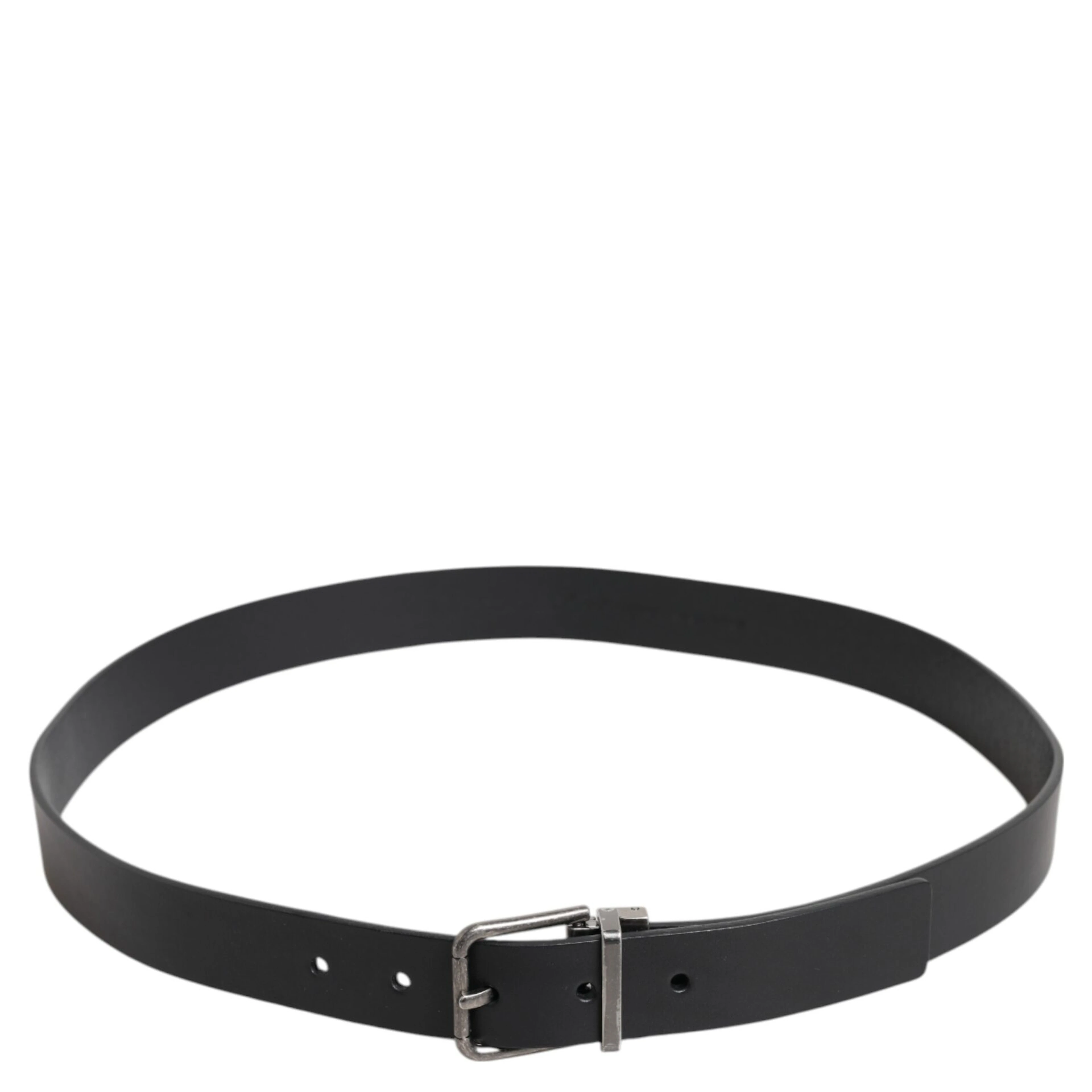 Black Classic Leather Metal Buckle Belt