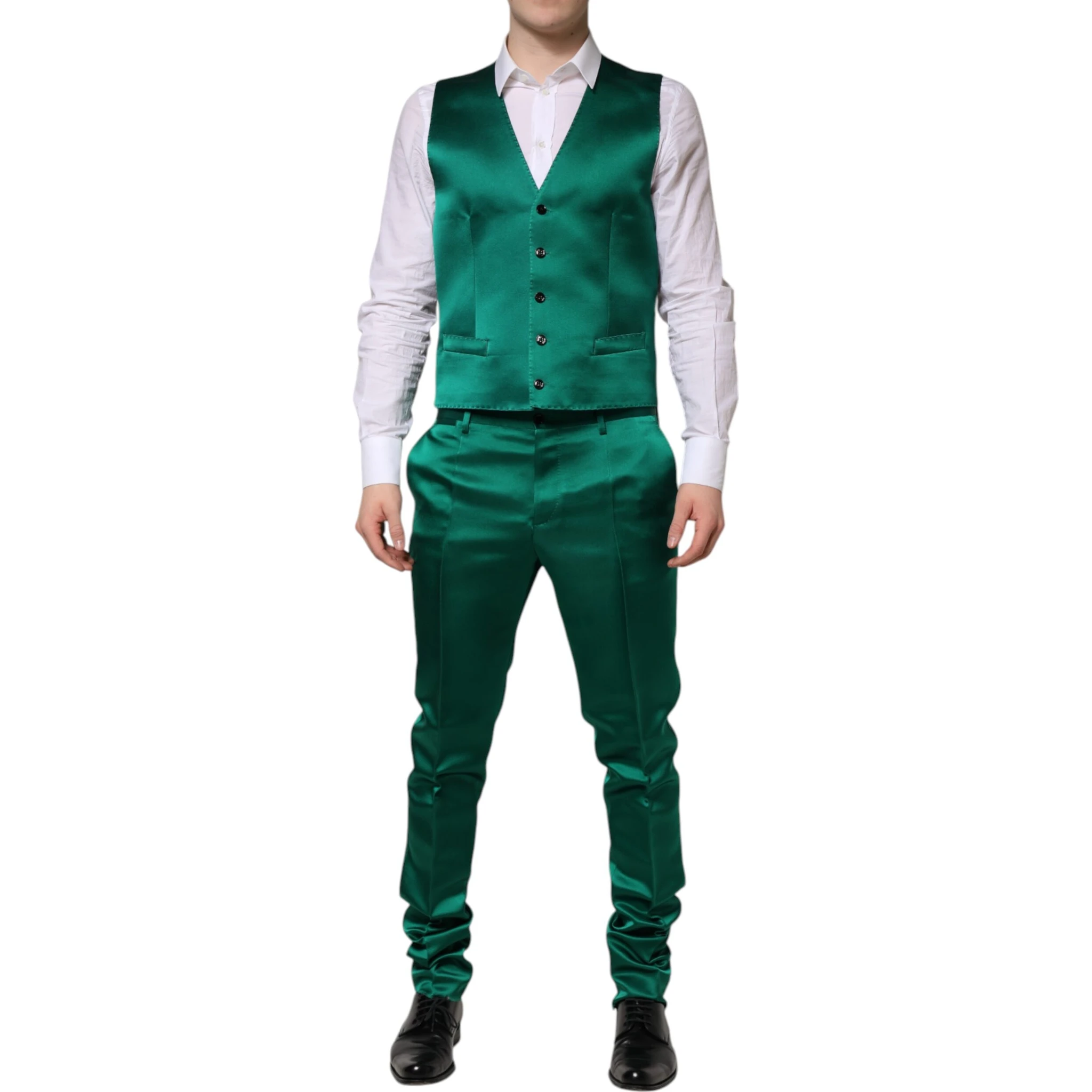 Green Silk 3 Piece Single Breasted Suit