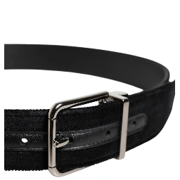 Black Cotton Silver Metal Buckle Belt
