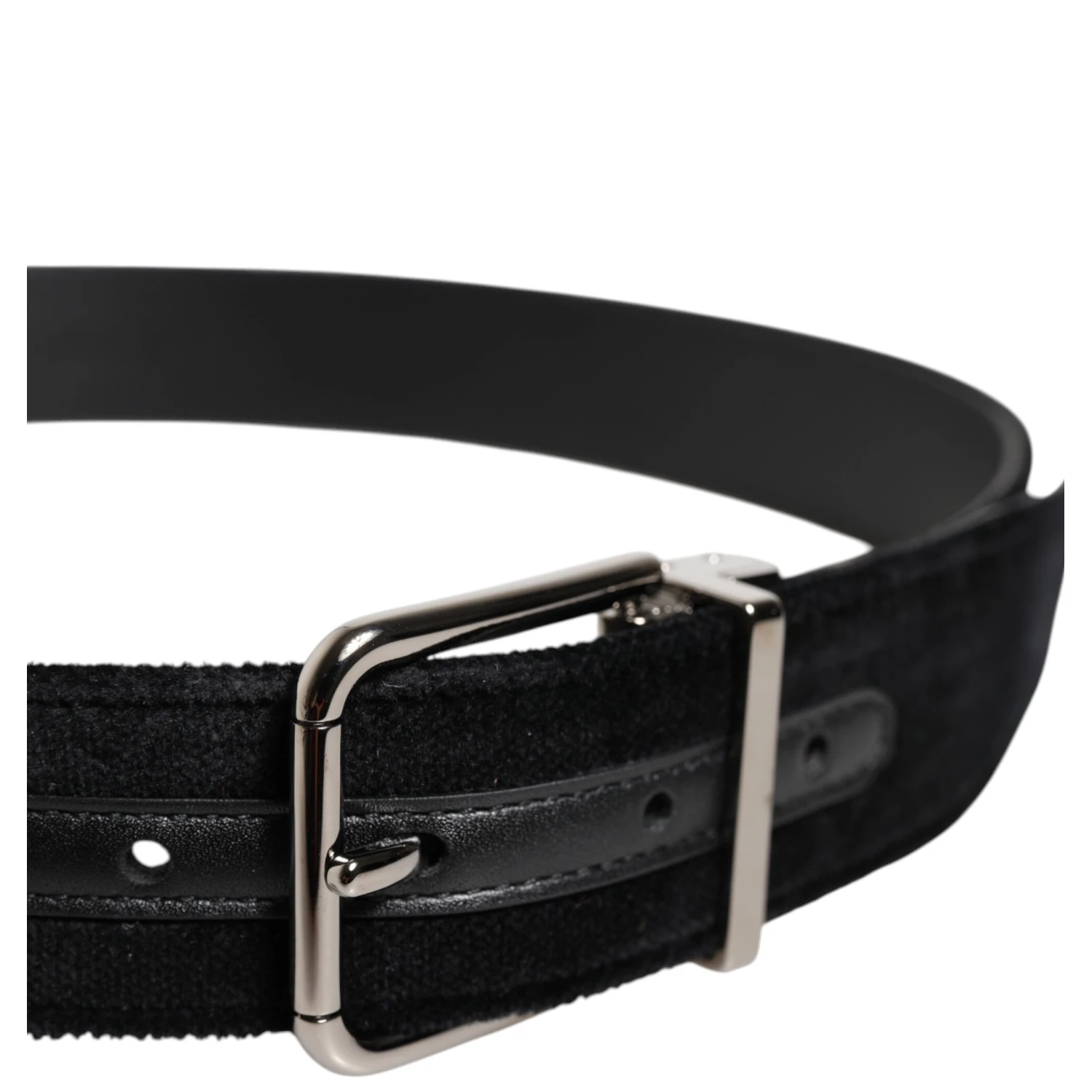 Black Cotton Silver Metal Buckle Belt