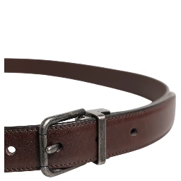 Brown Classic Calf Leather Metal Buckle Belt