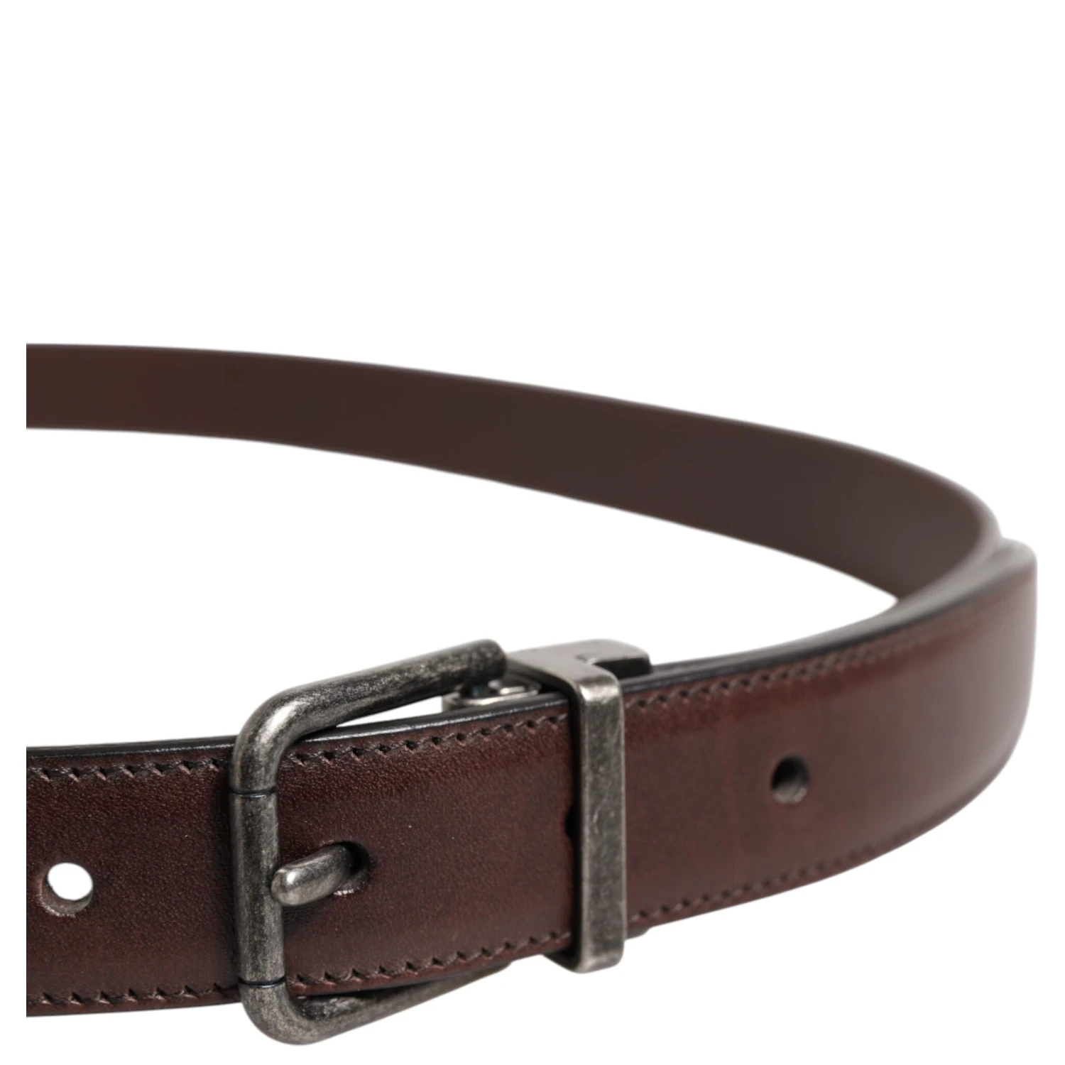 Brown Classic Calf Leather Metal Buckle Belt