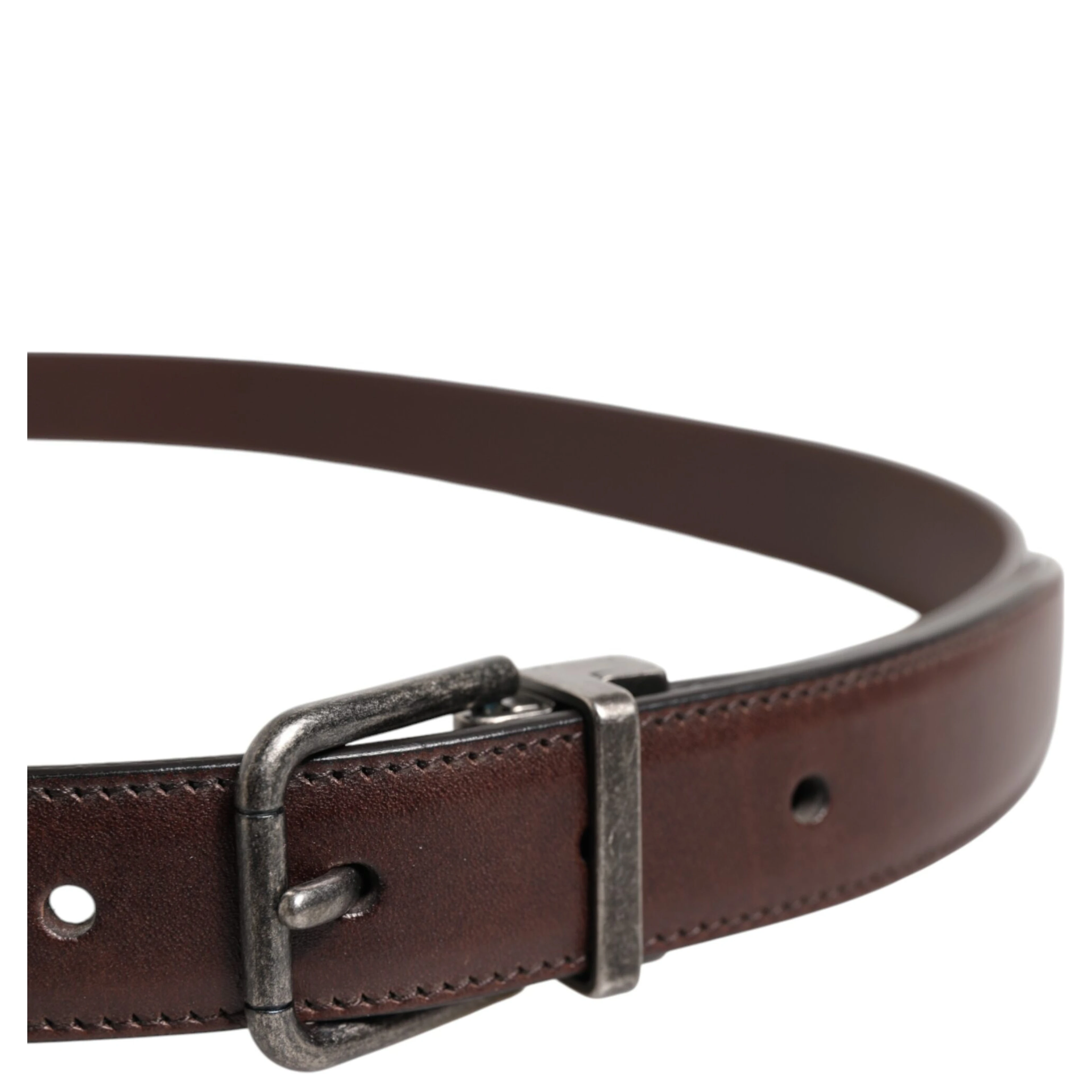 Brown Classic Calf Leather Metal Buckle Belt