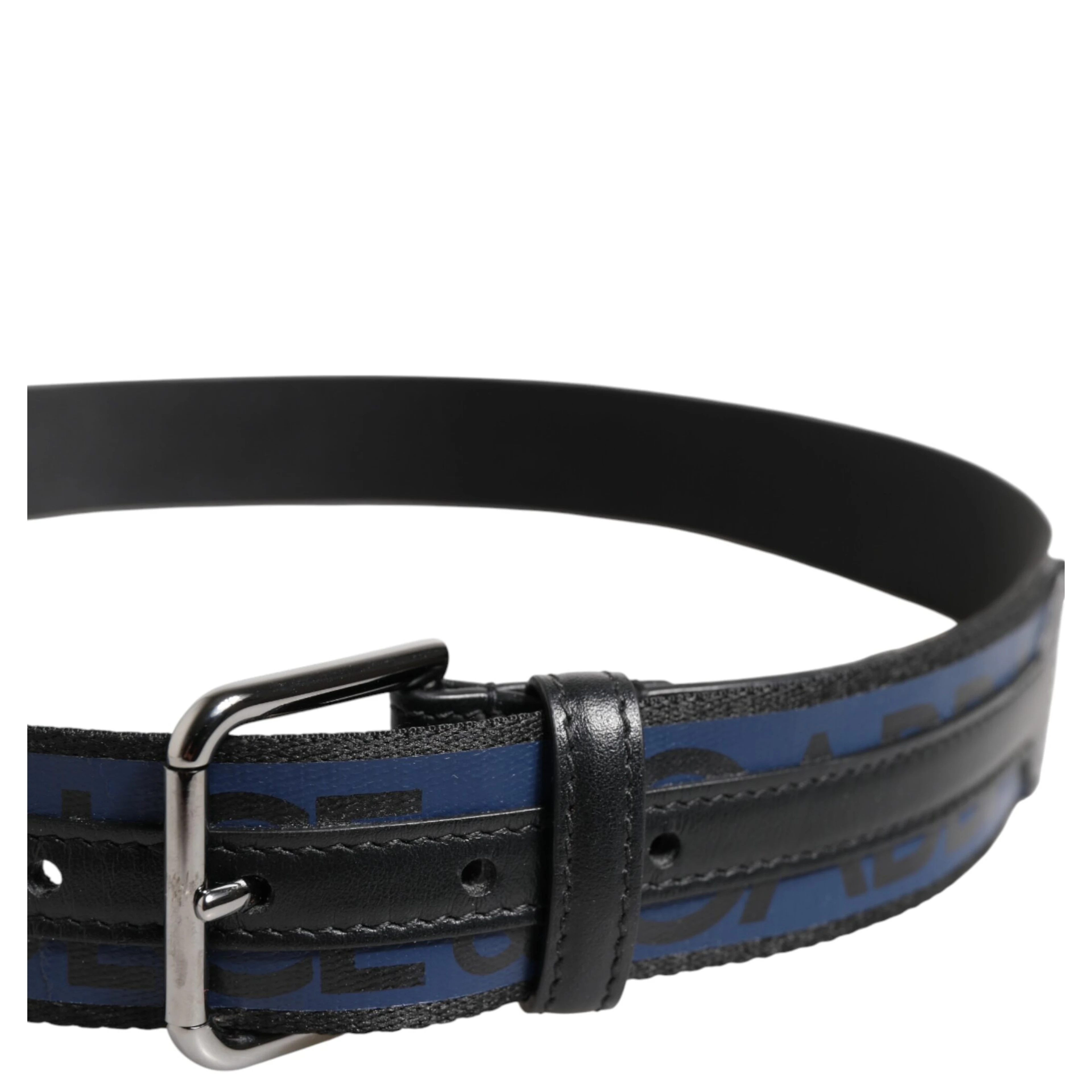 Black Blue DG Logo Silver Metal Buckle Belt
