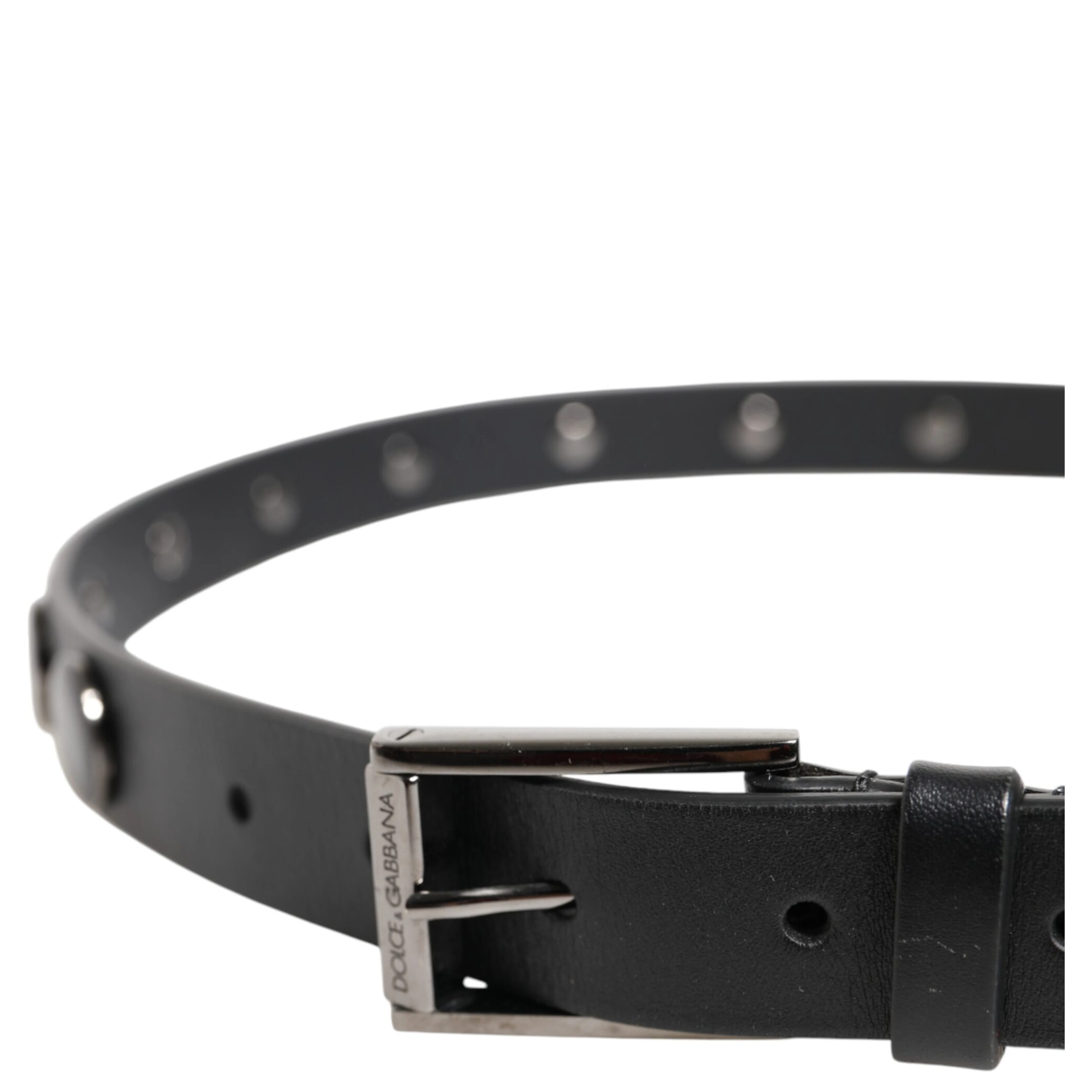 Black Luxury Leather DG Studs Buckle Belt