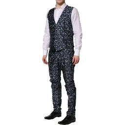 Blue MARTINI Star Jacquard 3 Piece Suit