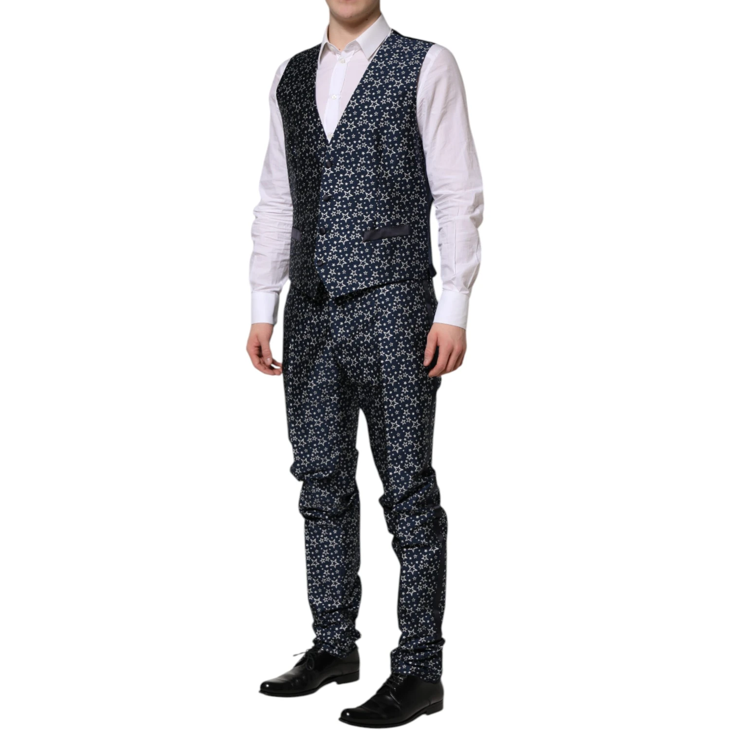 Blue MARTINI Star Jacquard 3 Piece Suit
