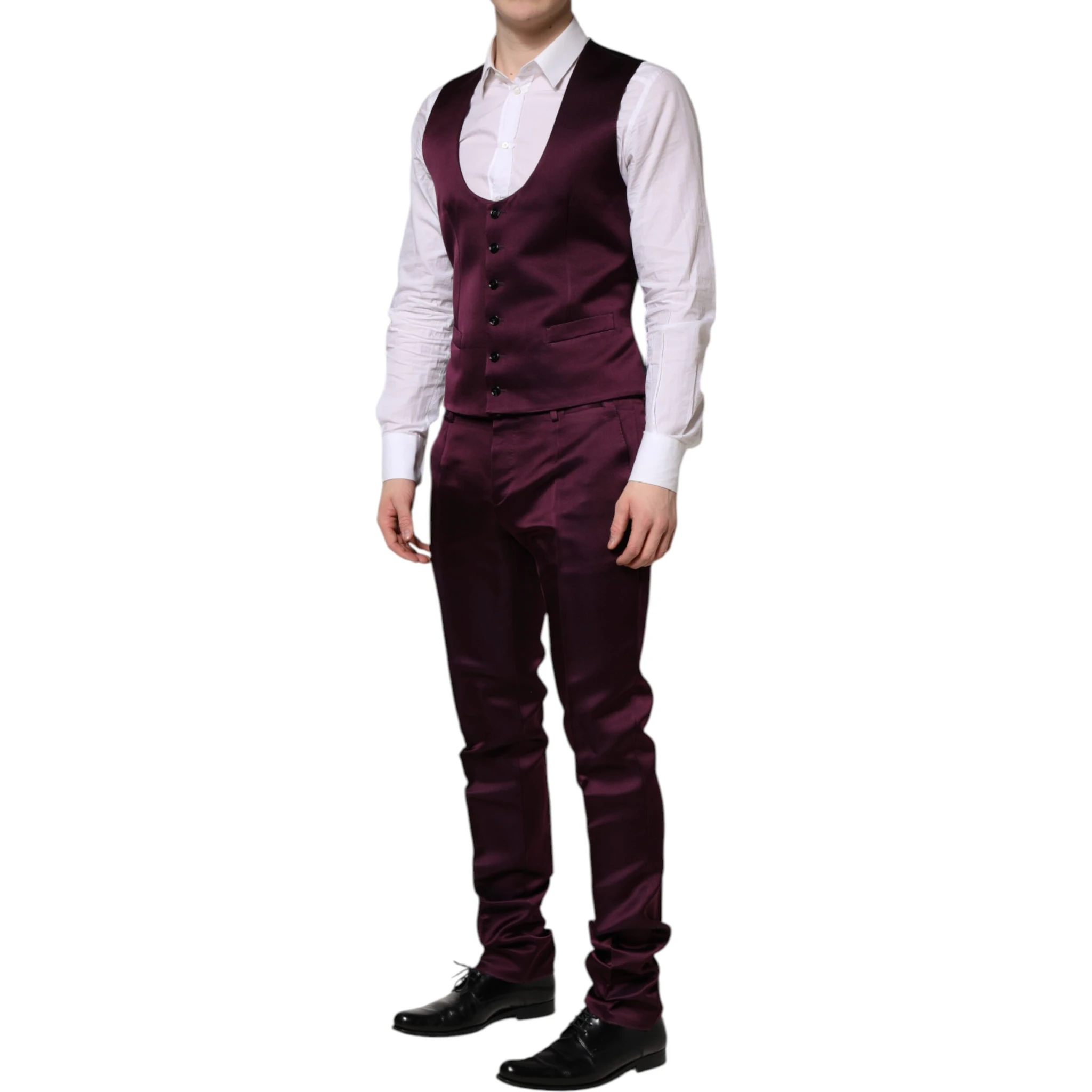 Dark Purple Silk 3Piece Single Breasted Suit