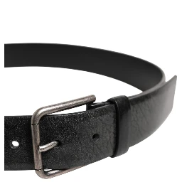 Black Classic Leather Metal Buckle Belt