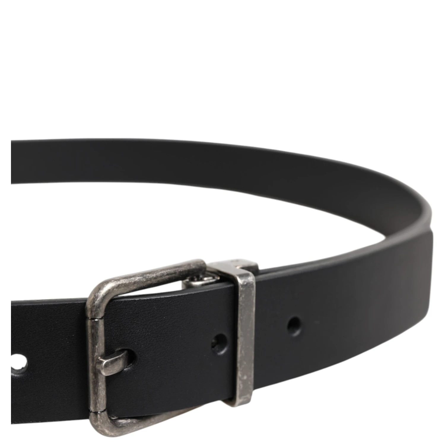 Black Classic Leather Metal Buckle Belt