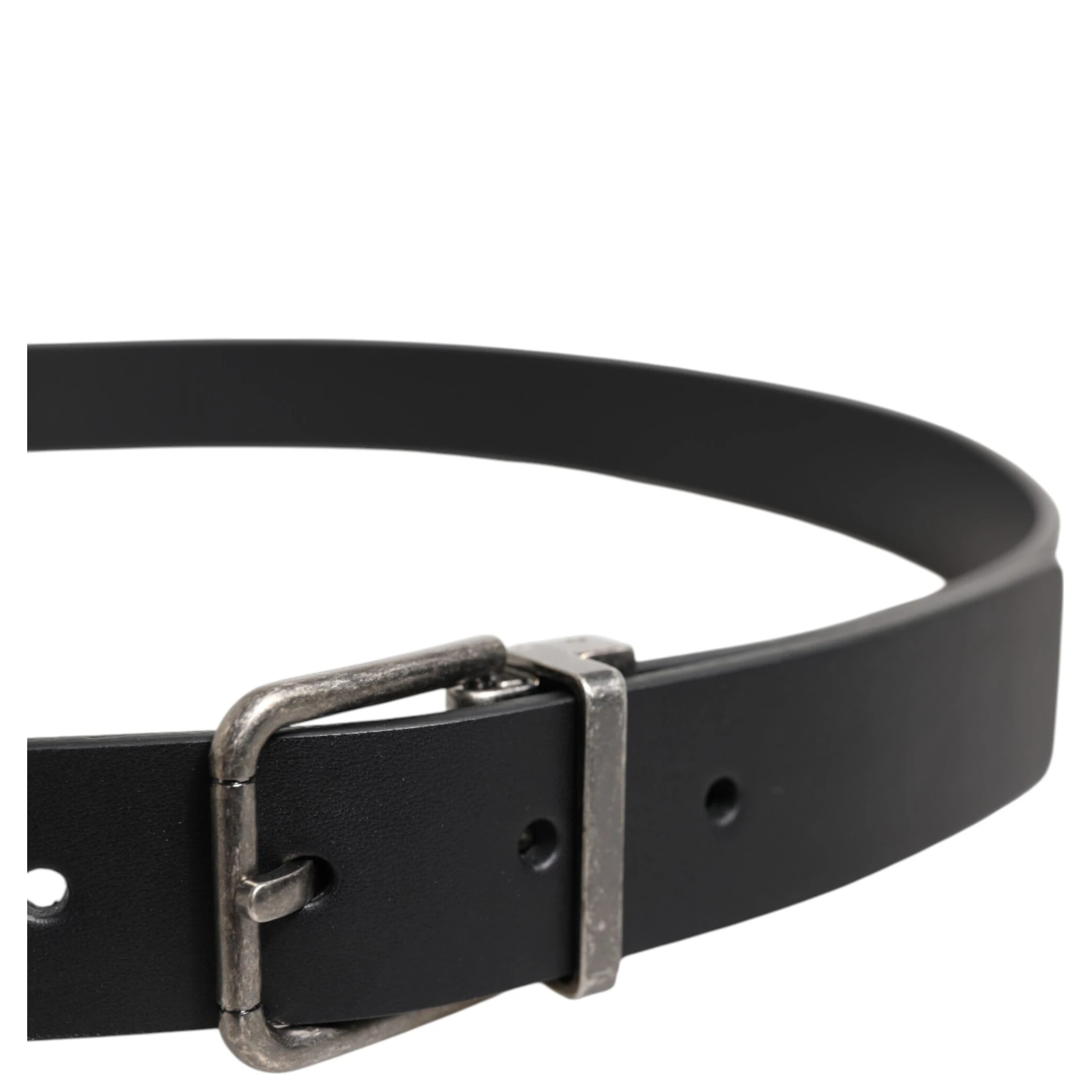 Black Classic Leather Metal Buckle Belt