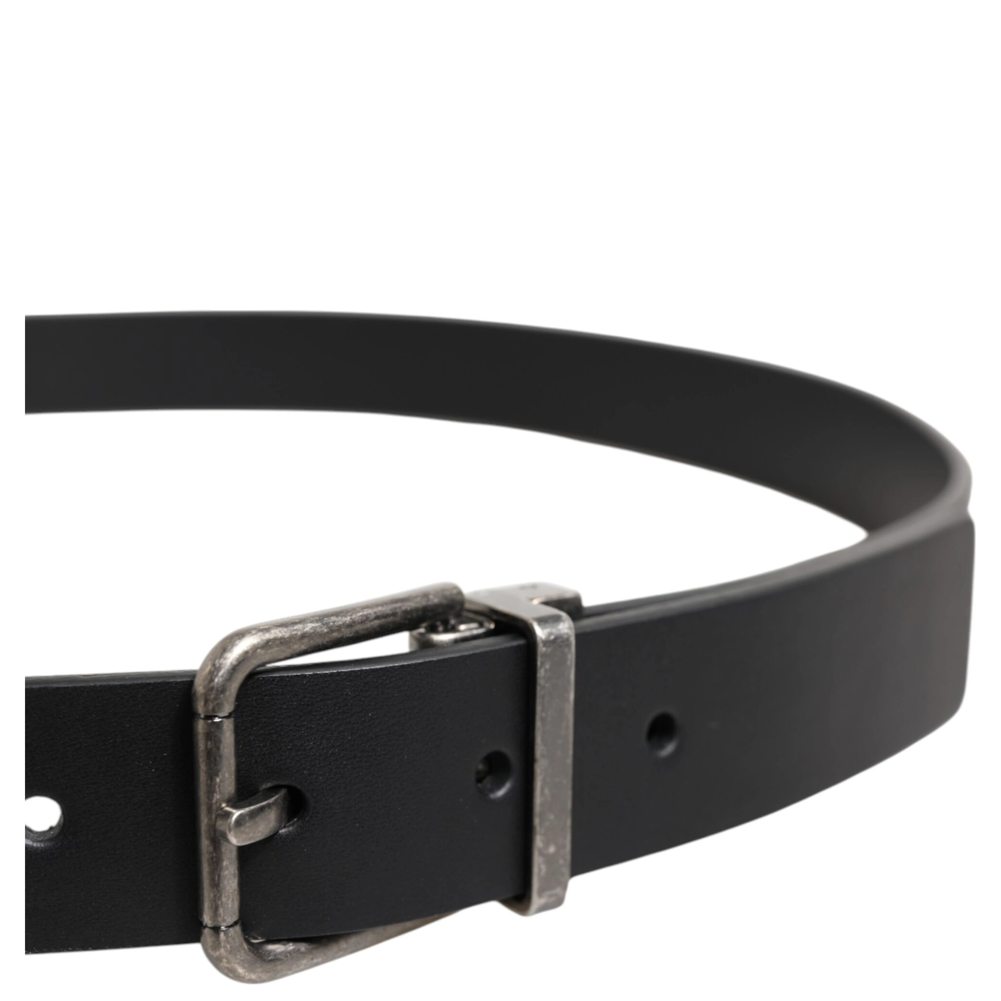 Black Classic Leather Metal Buckle Belt