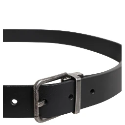 Black Classic Leather Metal Buckle Belt