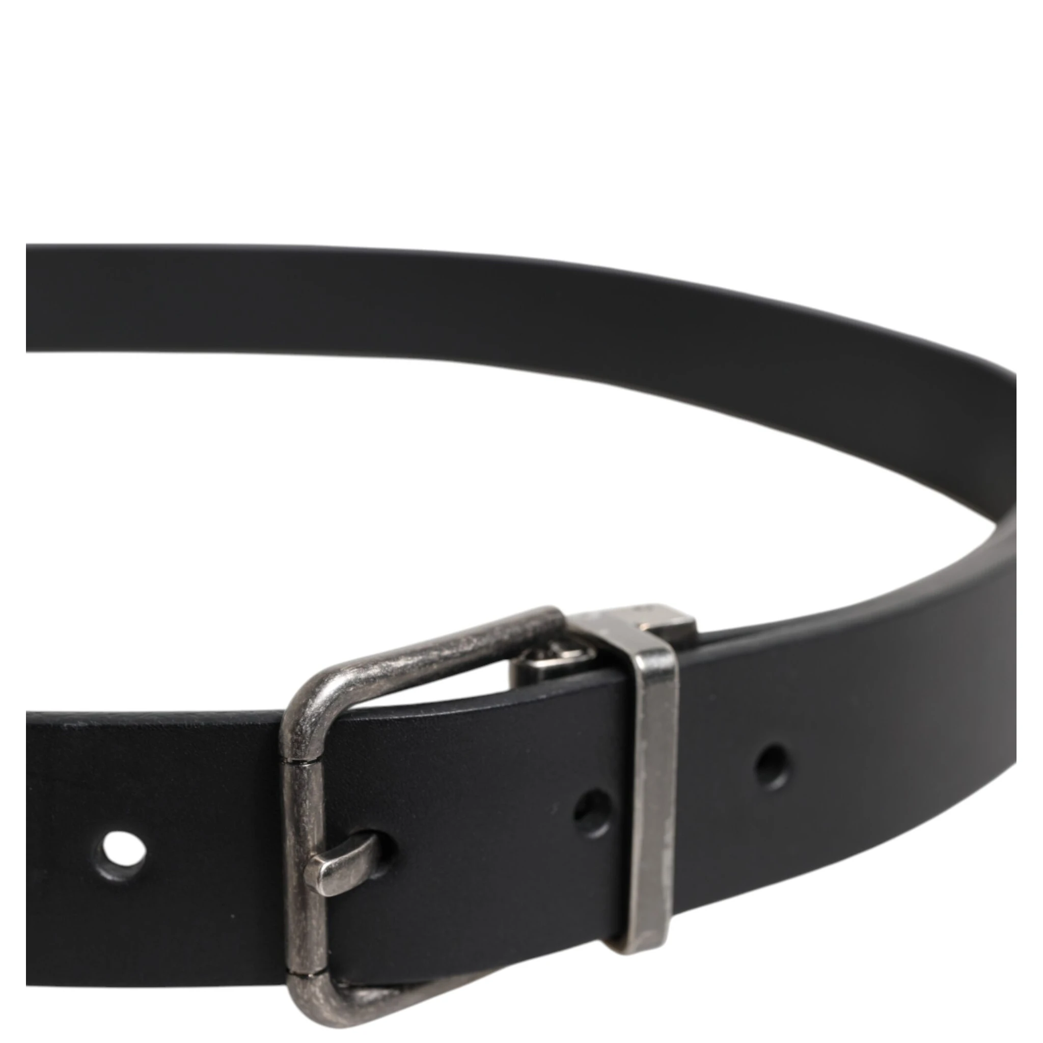 Black Classic Leather Metal Buckle Belt