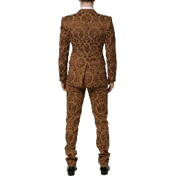 Brown Floral Jacquard SICILIA 2 Piece Suit