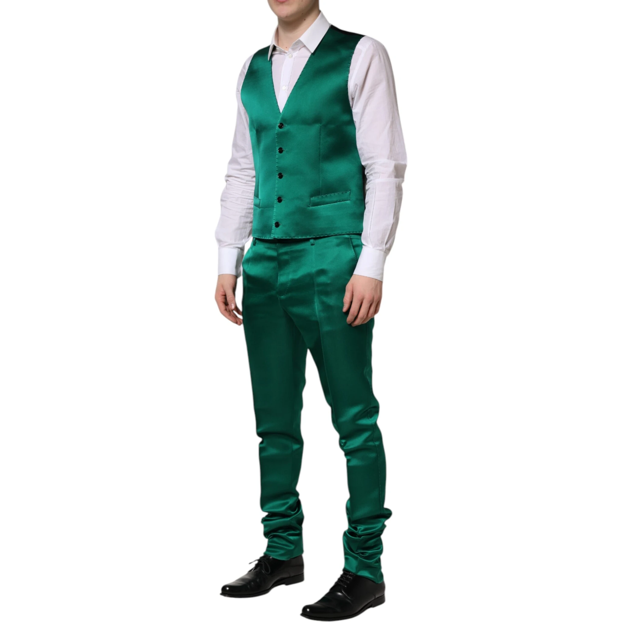 Green Silk 3 Piece Single Breasted Suit