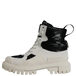White Padded Mid Calf Lace Up Boots Shoes