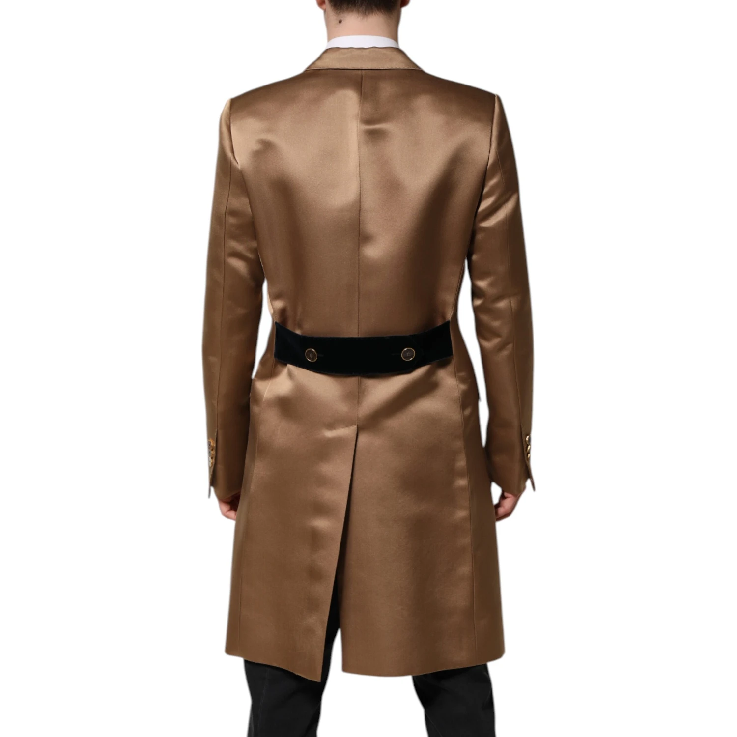 Brown Silk Single Breasted Trench Coat  Jacket