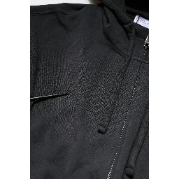 Black Logo Full Zip Hooded Men Sweatshirt Sweater