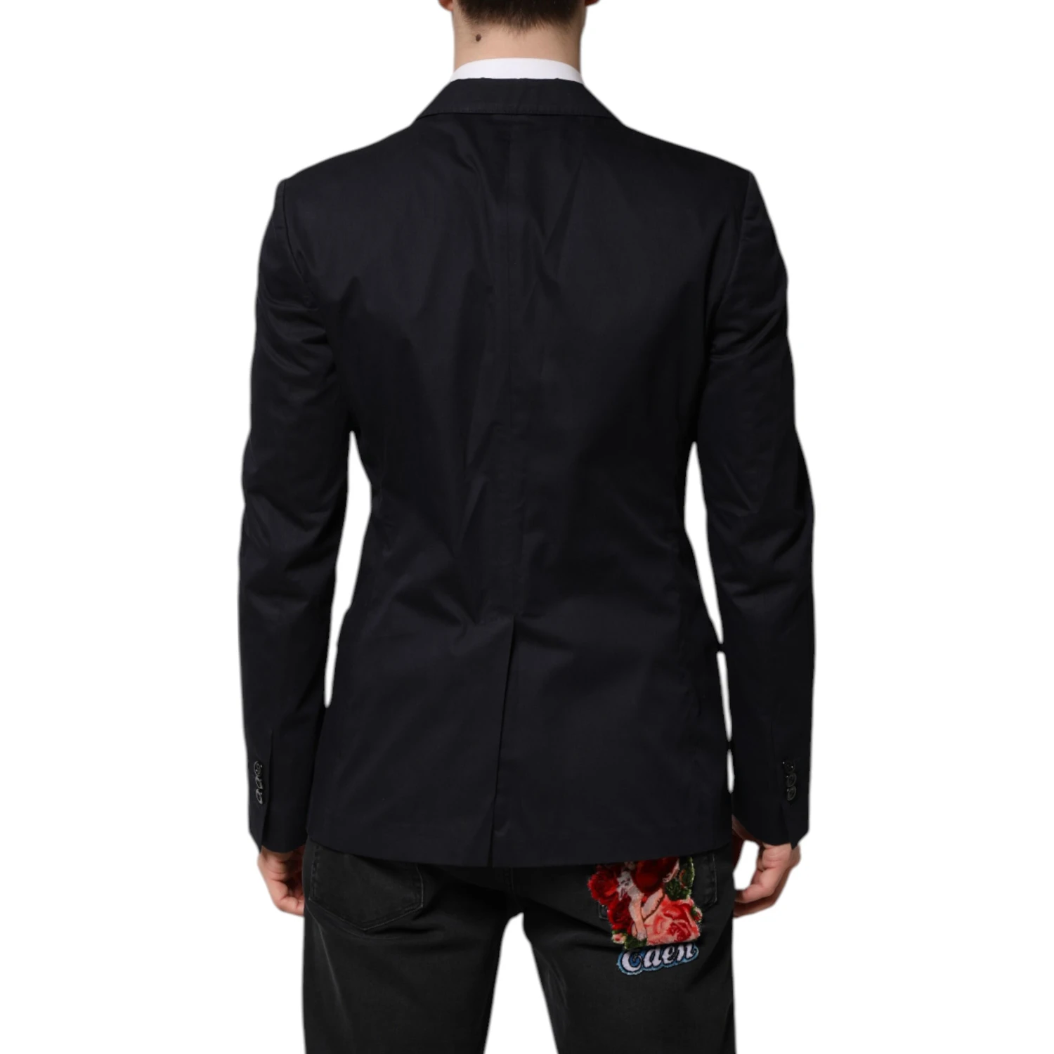 Dark Blue TAORMINA Cotton Blazer Suit Jacket